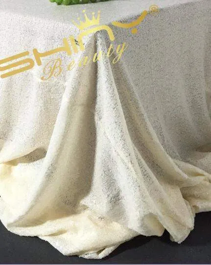 125x180cm Champagne/Gold/Silver Embroidery Mesh Sequin Tablecloth Sequin Table Overlay for Wedding/Party Decora
