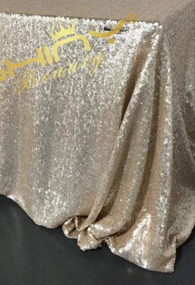 125x180cm Champagne/Gold/Silver Embroidery Mesh Sequin Tablecloth Sequin Table Overlay for Wedding/Party Decora