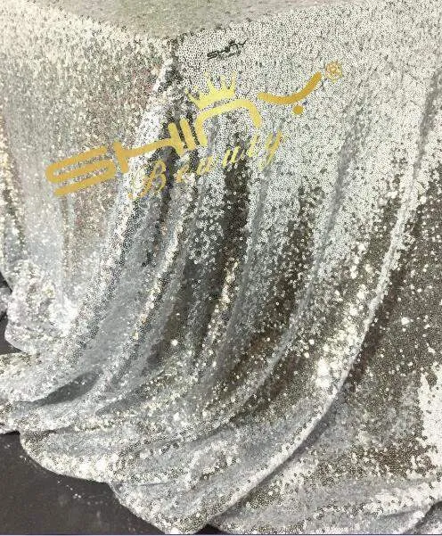 125x180cm Champagne/Gold/Silver Embroidery Mesh Sequin Tablecloth Sequin Table Overlay for Wedding/Party Decora