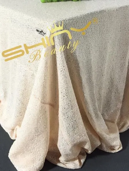 125x180cm Champagne/Gold/Silver Embroidery Mesh Sequin Tablecloth Sequin Table Overlay for Wedding/Party Decora