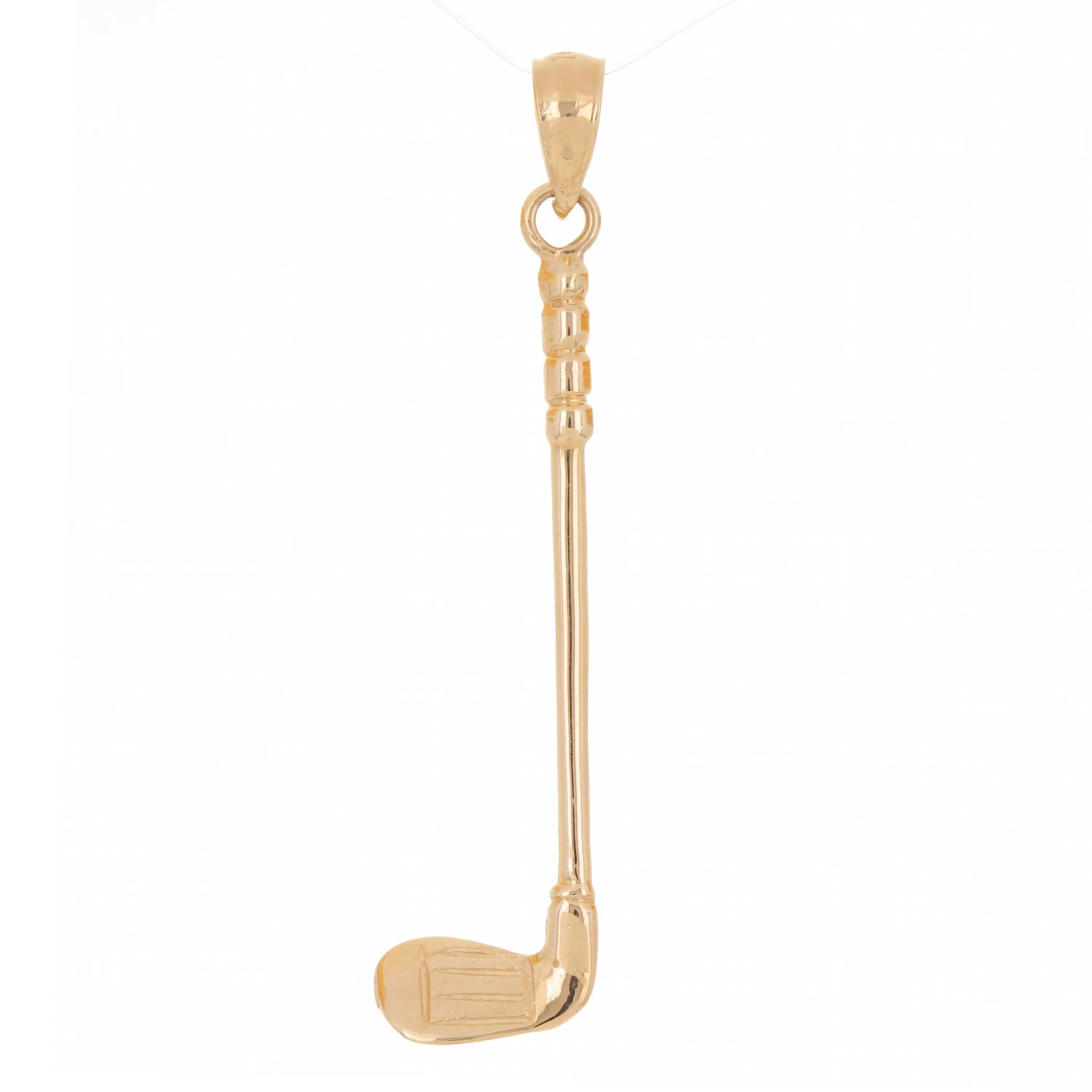 14k Yellow White or Rose Gold Solid Golf Club Stick Charm Pendant 1.7" 1.8 grams Medium