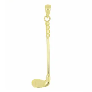 14k Yellow White or Rose Gold Solid Golf Club Stick Charm Pendant 1.7" 1.8 grams Medium