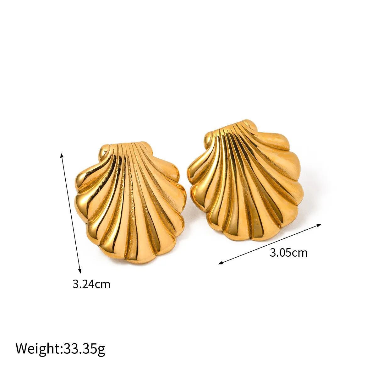18K Gold Exquisite and Noble Shell-shaped Design Beach Style Light Luxury Earrings