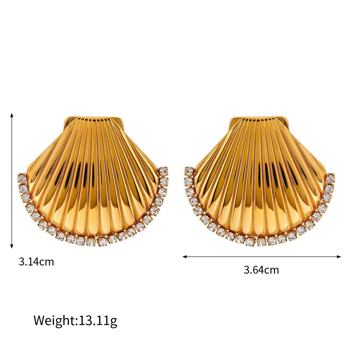 18K Gold Exquisite and Noble Shell-shaped Design Beach Style Light Luxury Earrings