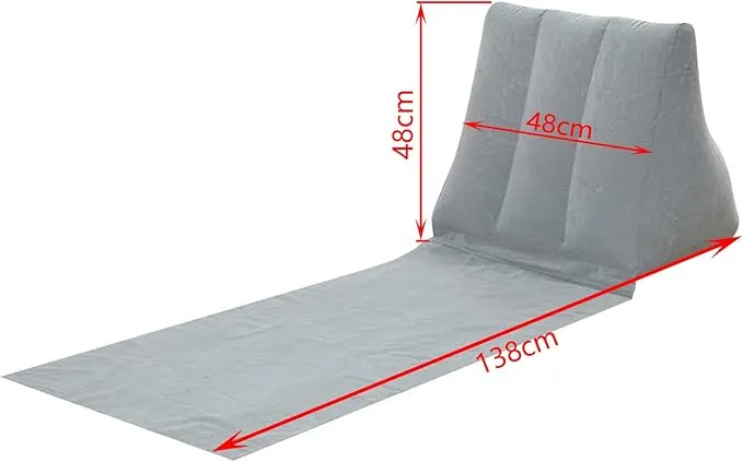 2X Inflatable Outdoor Sun Bath Beach Mat Pillows Flocking Beach Chairs with Backrest Inflatable Lounger for Portable Travel Camping (Deep Purple)
