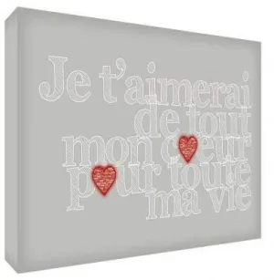 Acrylic Art - I love you with all my heart for all my life - Grey