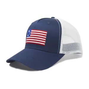 American Betsy Ross Flag Trucker Baseball Snapback Hat (Navy Blue) - International Tie