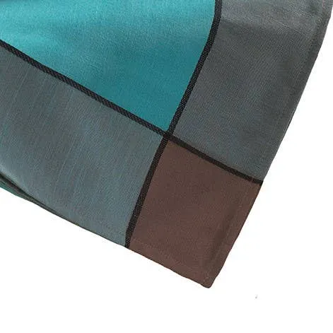 Aqua Blue and Brown Color Block Tablecloth 70"W x 104"L
