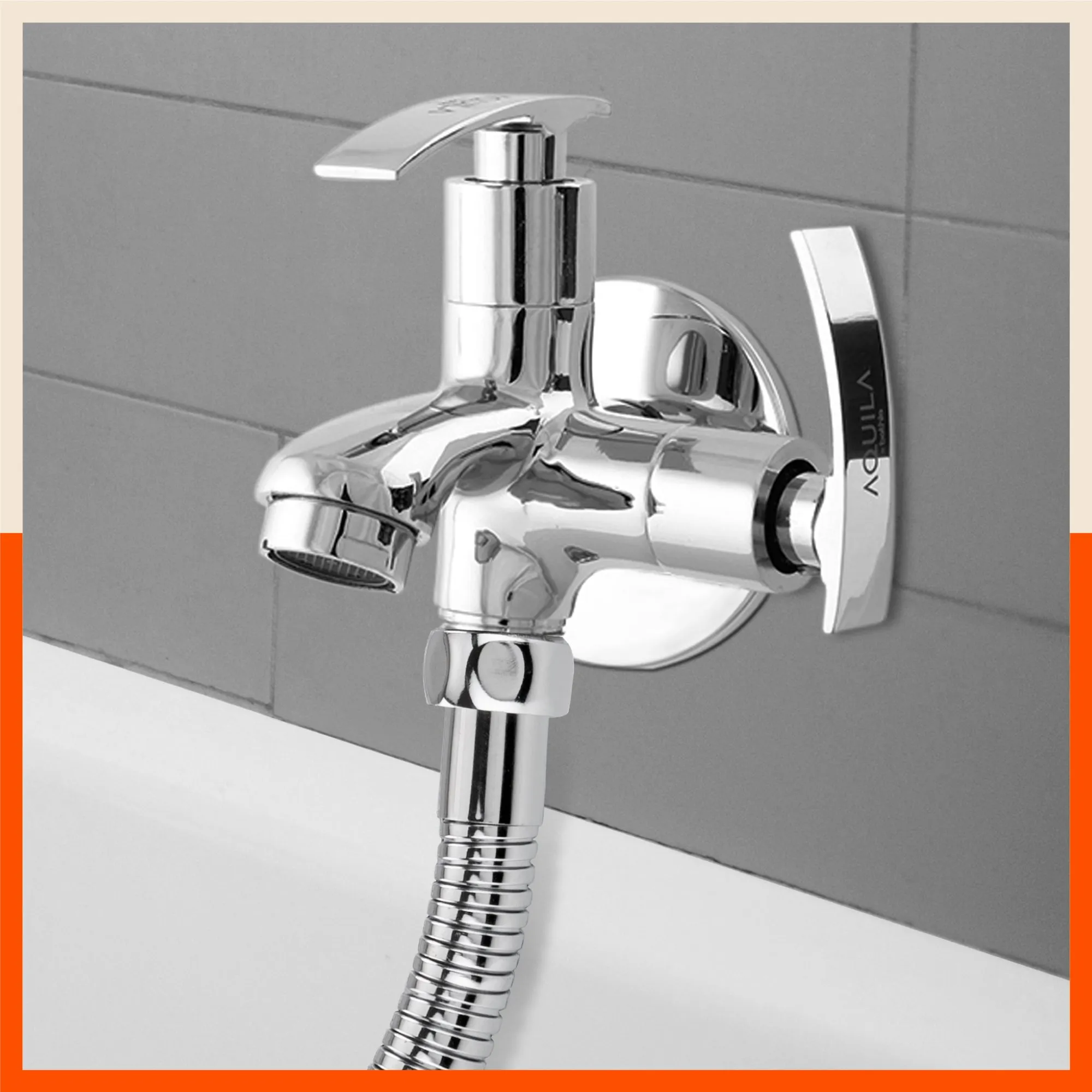 Aquila Wall Mountable Bib 2 Way Tap With Flange For Kitchen/Bathroom