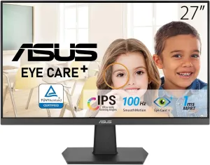 ASUS VA27EHF Eye Care Gaming Monitor – 27-inch, IPS, Full HD, Frameless, 100Hz, Adaptive-Sync, 1ms MPRT, HDMI, Low Blue Light, Flicker Free, Wall Mountable