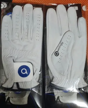 Awezingly Premium Quality Cabretta Leather Golf Glove for Men - White (M) - ONLINE ONLY