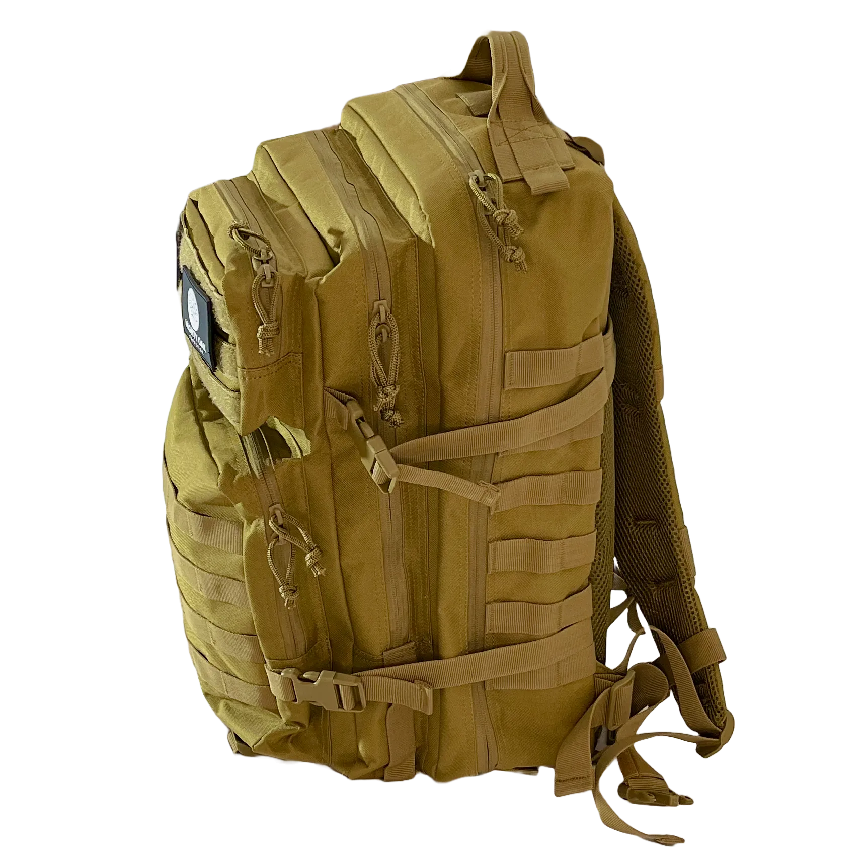 Backpacking Backpack, 45L Capacity, Deep Pockets, Water Resistant, Beige
