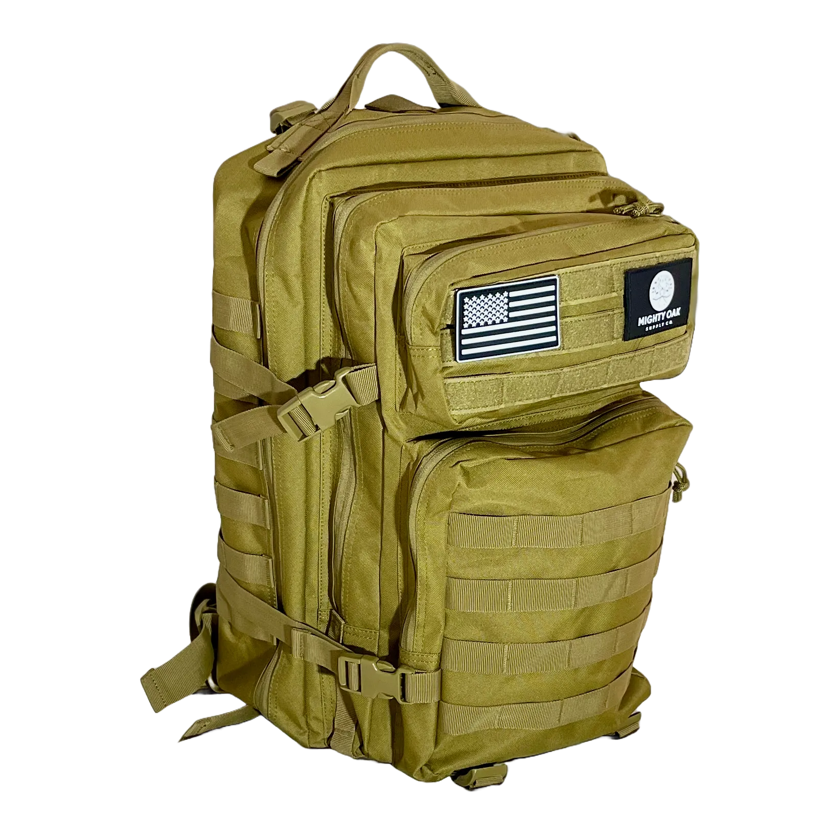 Backpacking Backpack, 45L Capacity, Deep Pockets, Water Resistant, Beige