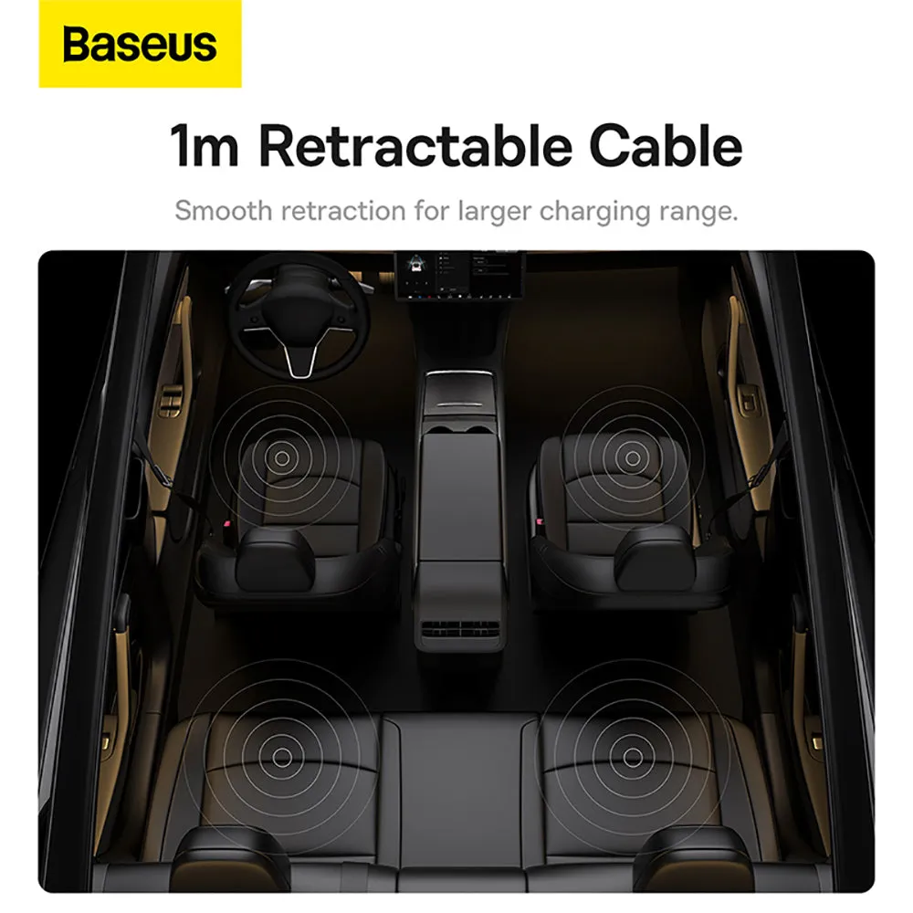 Baseus T-Space Expansion Dock for Tesla - 2A 1C Ports with Retractable Cable 45W - Starry Black