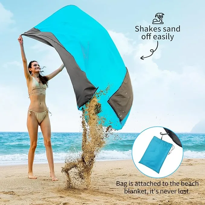 Beach Blanket, 83''*79''(210 * 200cm) Waterproof Sandproof Picnic Blankets for 3-5 Adults, Oversized Lightweight Beach Mat, Big & Compact Picnic Mat for Travel, Camping, Hiking, Beach