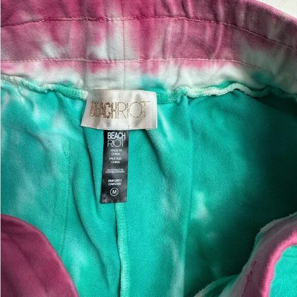 Beach Riot Tie Dye Shorts in Teal/ Azalea Women's Size M