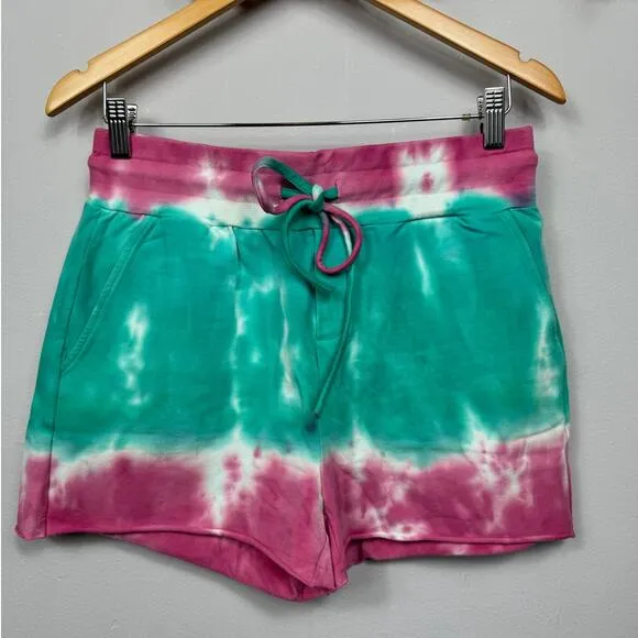 Beach Riot Tie Dye Shorts in Teal/ Azalea Women's Size M