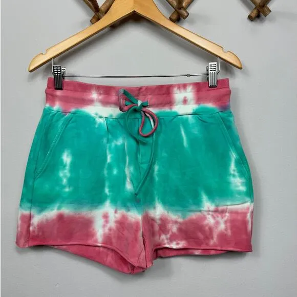 Beach Riot Tie Dye Shorts in Teal/ Azalea Women's Size M