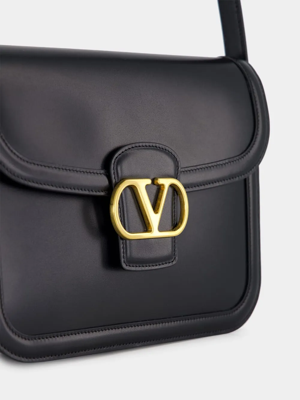 Black 9to5 Smooth Calfskin Shoulder Bag