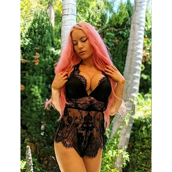 Black Backless Lace Teddy Romper Lingerie