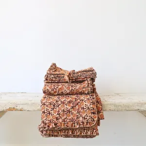 Block Printed Tablecloths and Napkins - Tan Floral