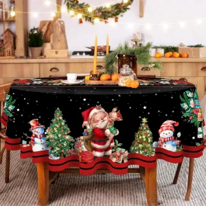 Christmas round Tablecloth 70 Inch, Christmas Table Decorations Table Cloth for
