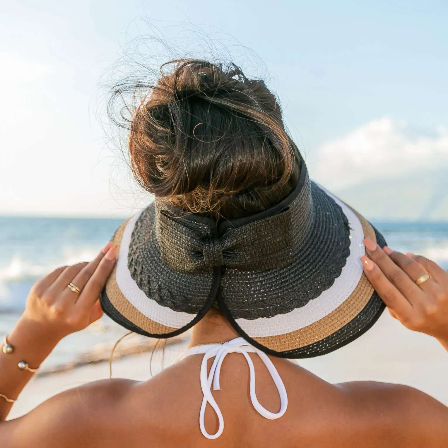 Color Block Roll Up Visors