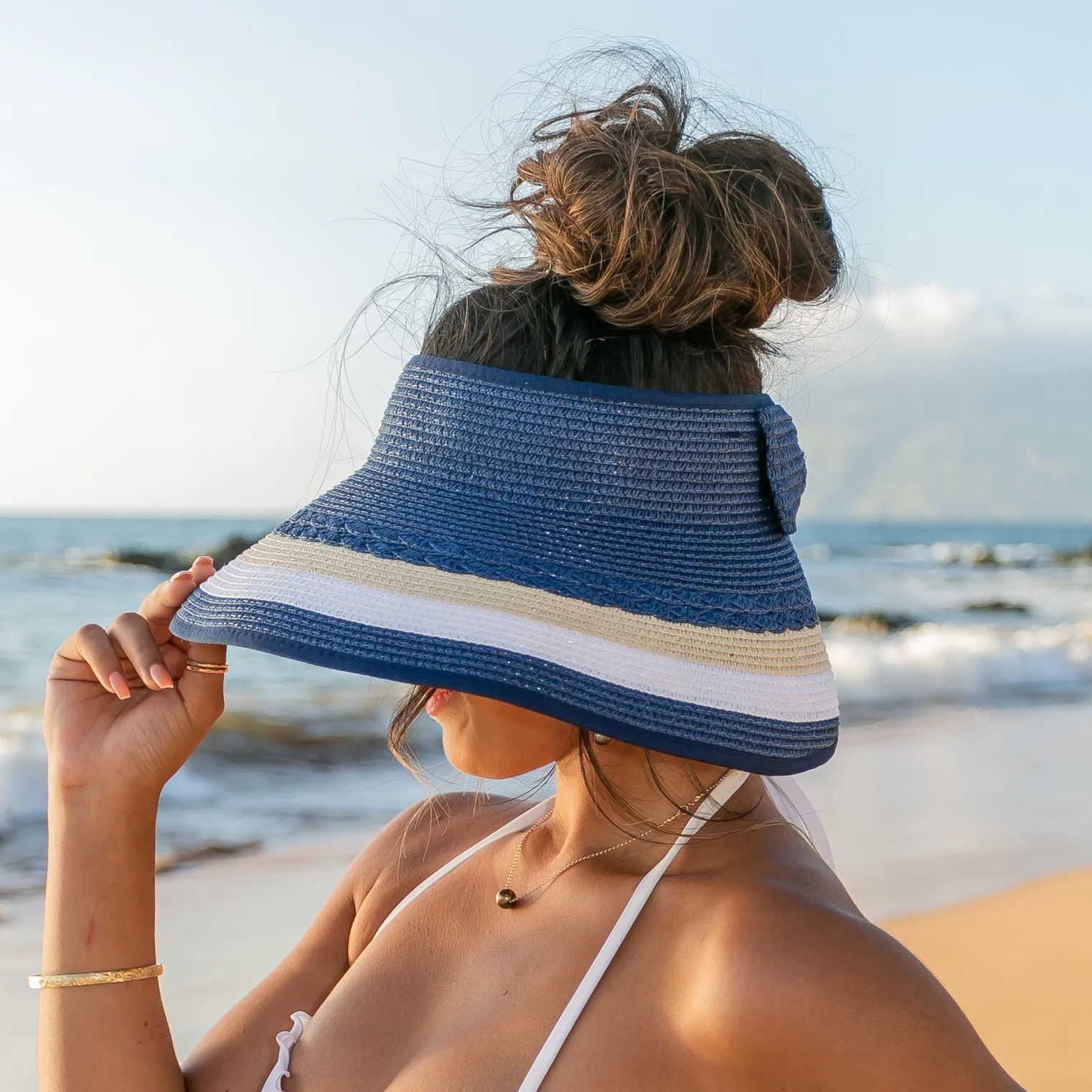 Color Block Roll Up Visors
