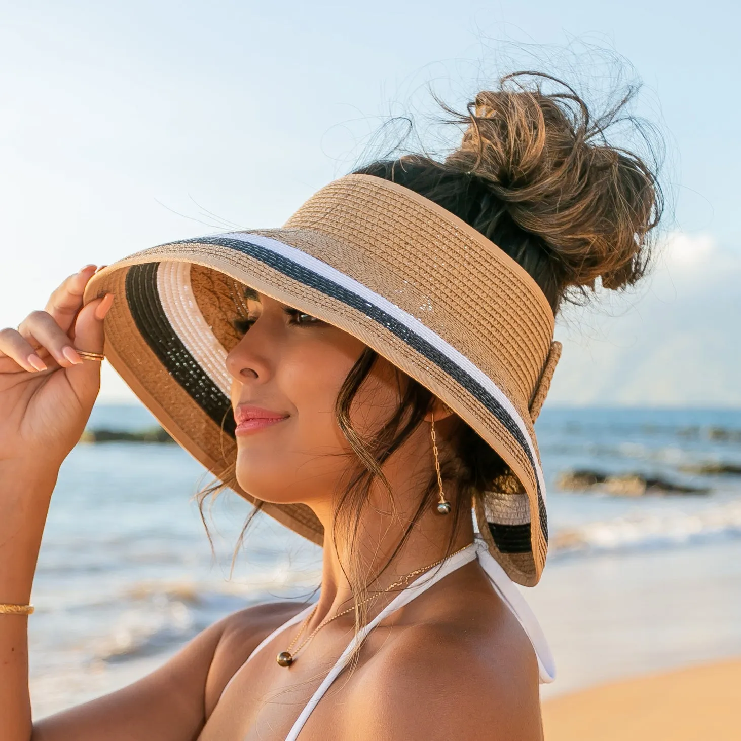 Color Block Roll Up Visors