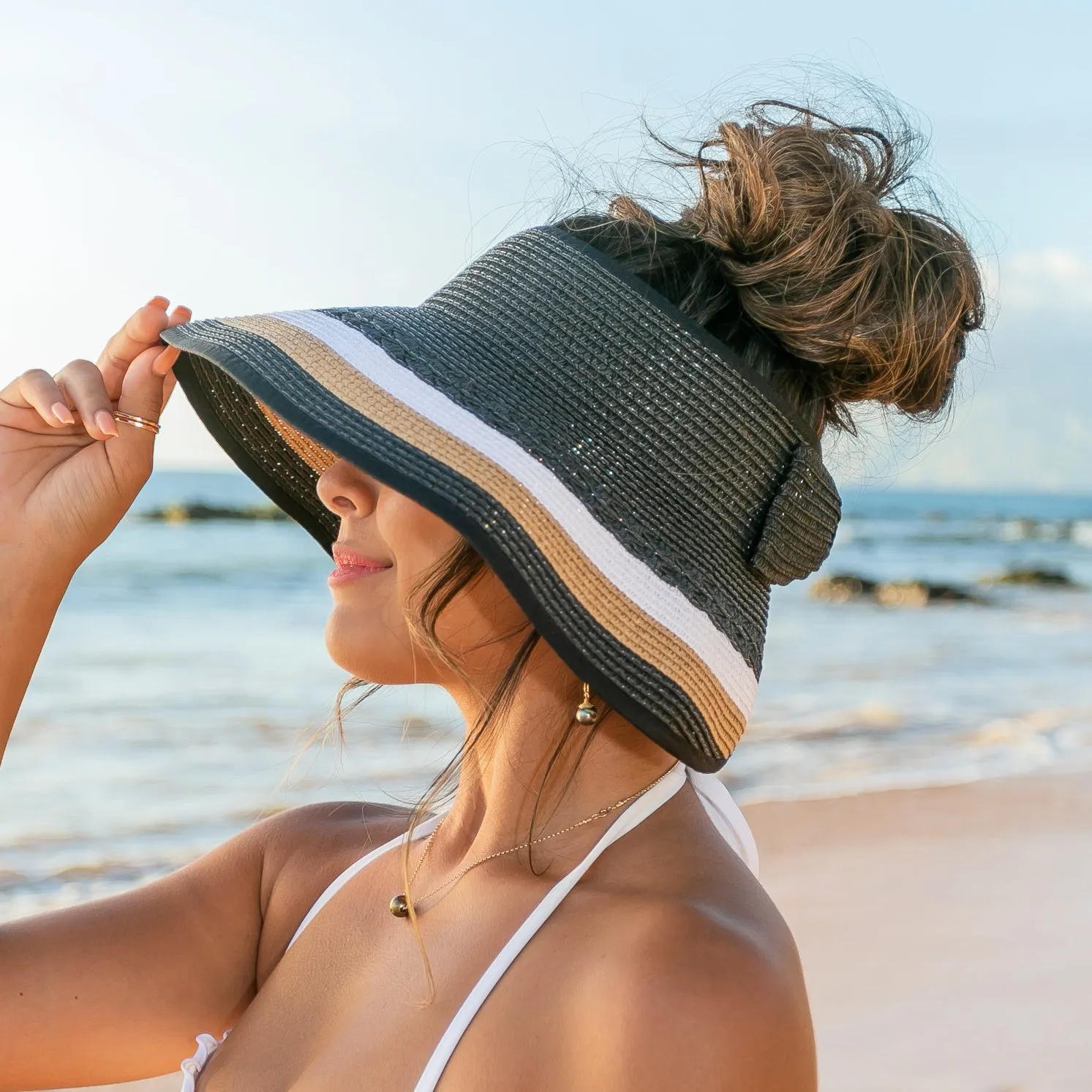 Color Block Roll Up Visors