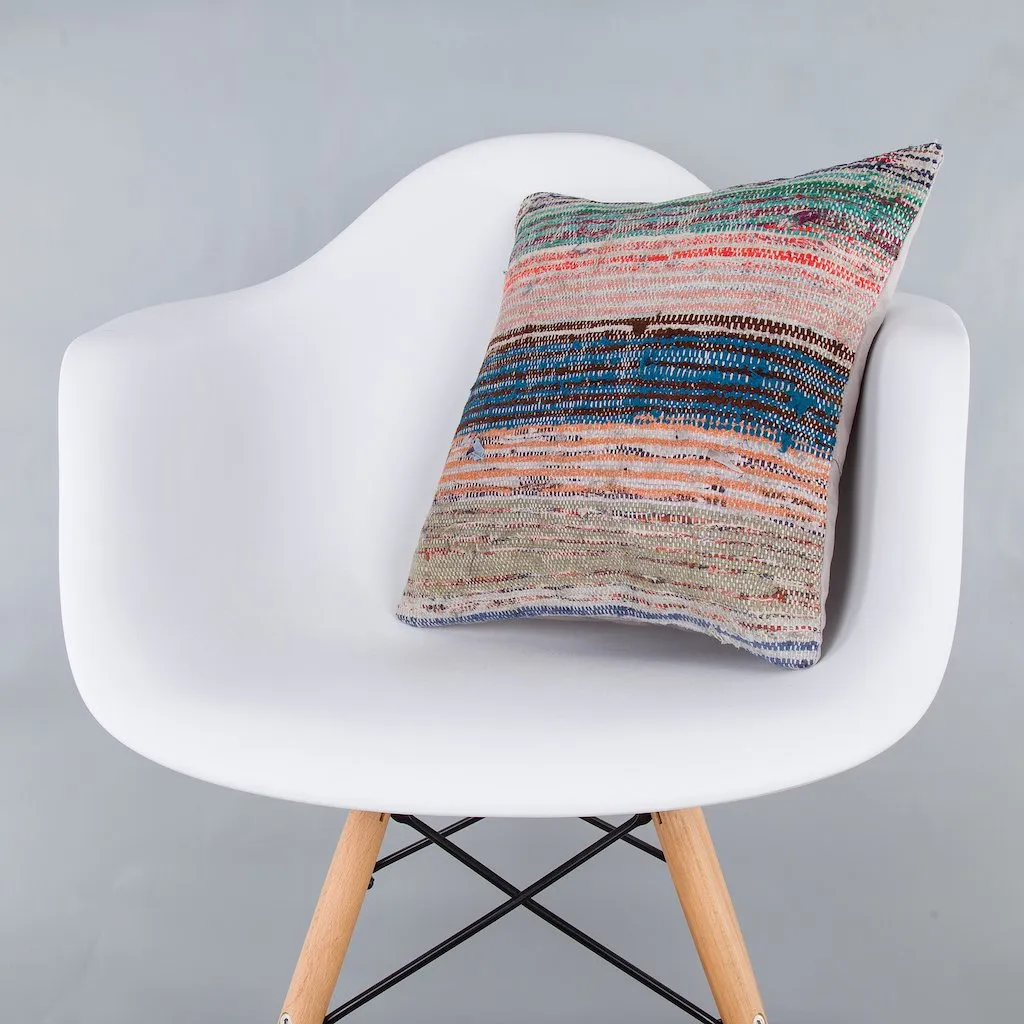 Contemporary Multiple Color Kilim Pillow Cover 16x16 7614