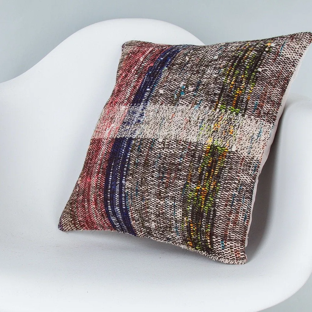 Contemporary Multiple Color Kilim Pillow Cover 16x16 7668