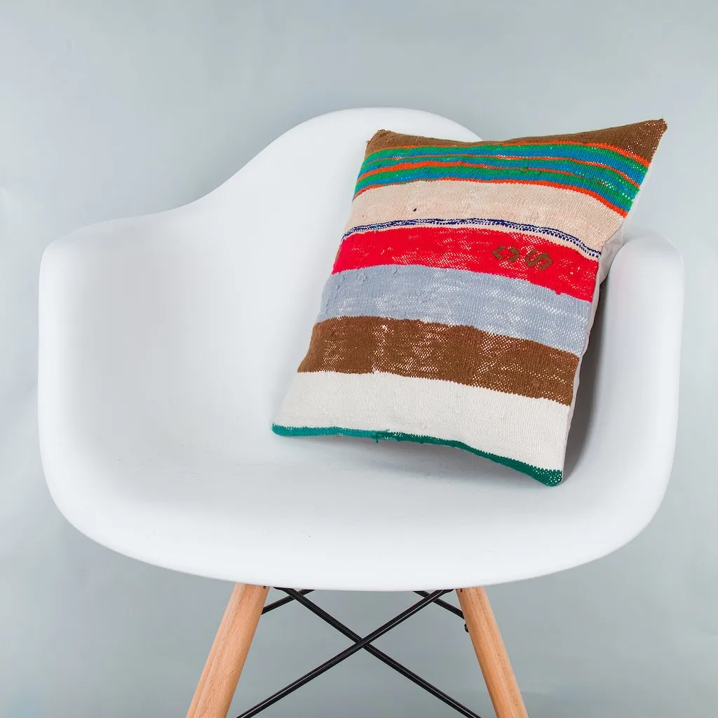 Contemporary Multiple Color Kilim Pillow Cover 16x16 7674