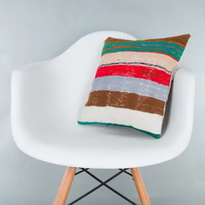 Contemporary Multiple Color Kilim Pillow Cover 16x16 7674