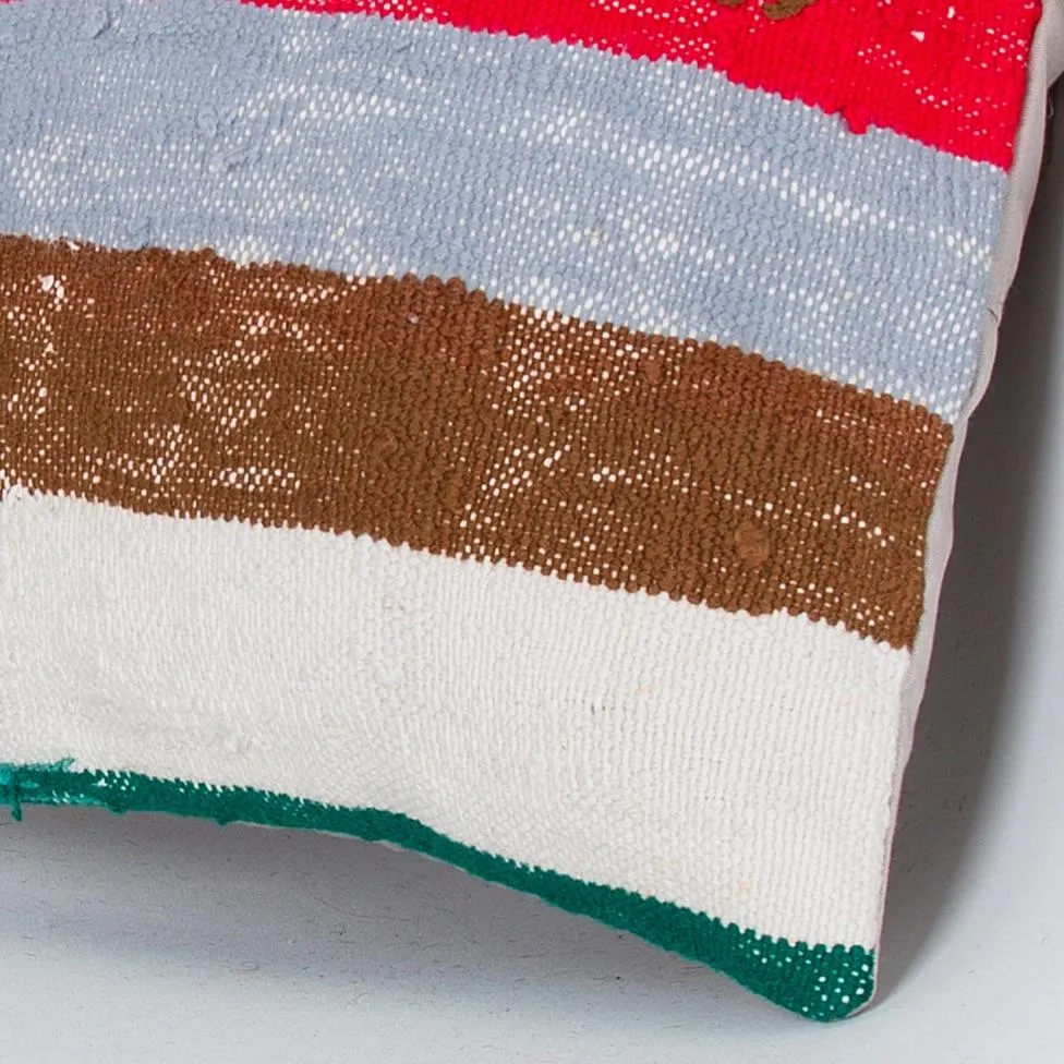Contemporary Multiple Color Kilim Pillow Cover 16x16 7674