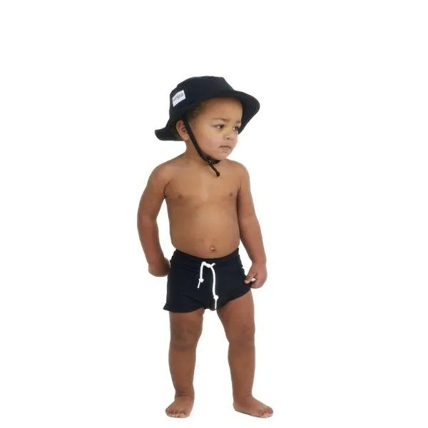 Daisy Swim Hat - Black on Black