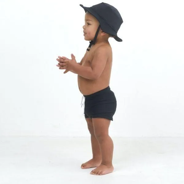Daisy Swim Hat - Black on Black