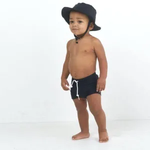 Daisy Swim Hat - Black on Black
