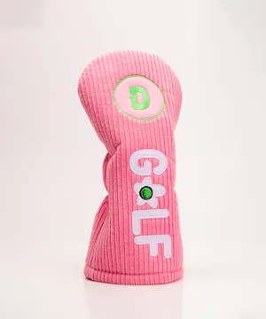 DM Corduroy GOLF Driver Cover Pink