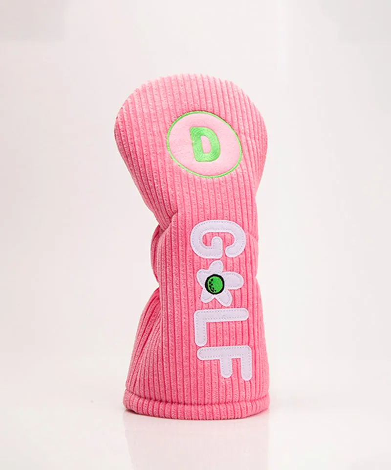 DM Corduroy GOLF Driver Cover Pink