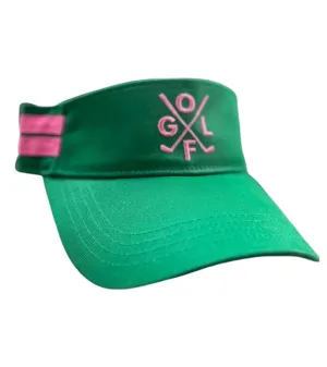 Embroidered Golf Visor Green & Pink