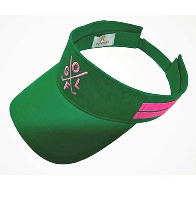 Embroidered Golf Visor Green & Pink