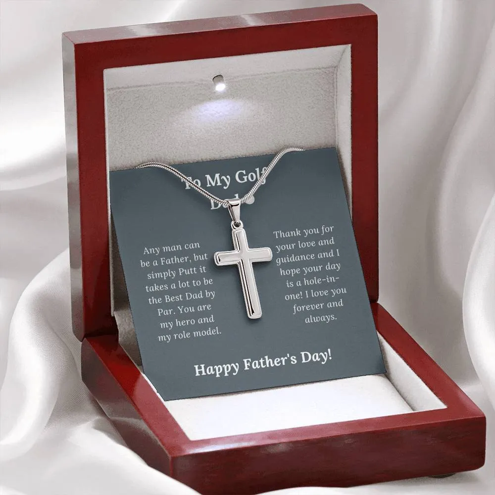 Father's Day Gift for Golf Dad - Best by Par - Artisan Crafted Cross Necklace