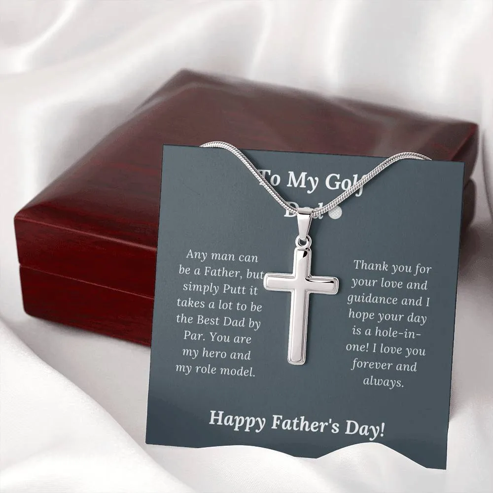 Father's Day Gift for Golf Dad - Best by Par - Artisan Crafted Cross Necklace