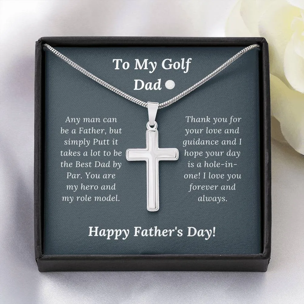 Father's Day Gift for Golf Dad - Best by Par - Artisan Crafted Cross Necklace