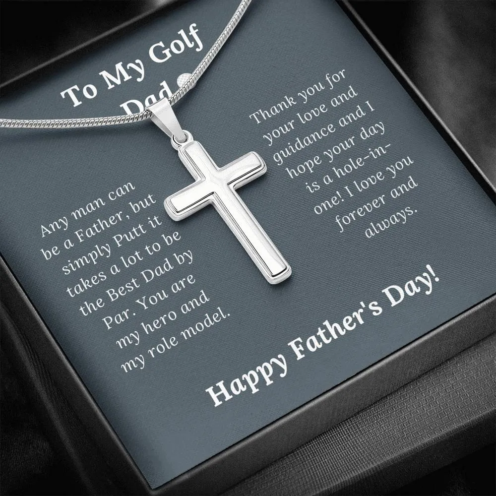 Father's Day Gift for Golf Dad - Best by Par - Artisan Crafted Cross Necklace