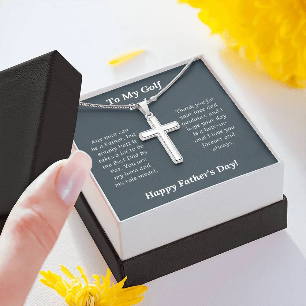 Father's Day Gift for Golf Dad - Best by Par - Artisan Crafted Cross Necklace