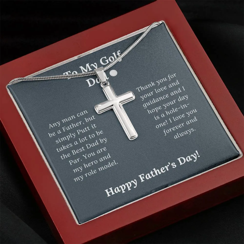 Father's Day Gift for Golf Dad - Best by Par - Artisan Crafted Cross Necklace