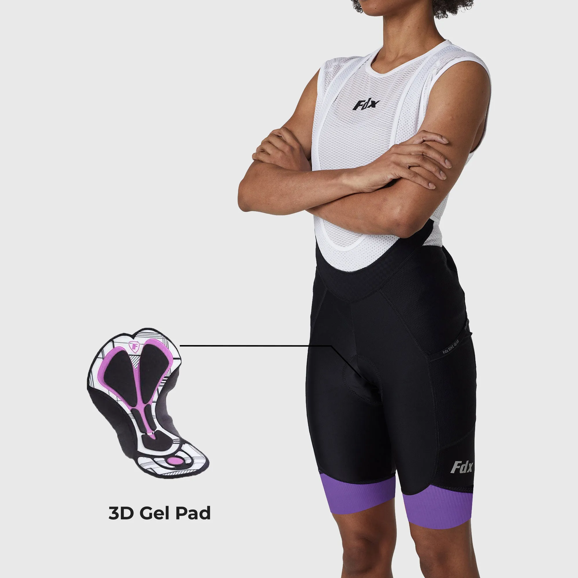 Fdx Essential Purple Women's & Girl's Summer Cycling Cargo Bib Shorts