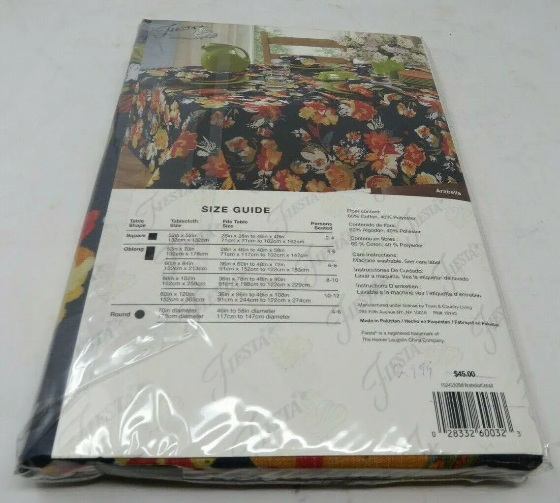 Fiesta Arabella Cobalt 60x84" Oblong Tablecloth AP15